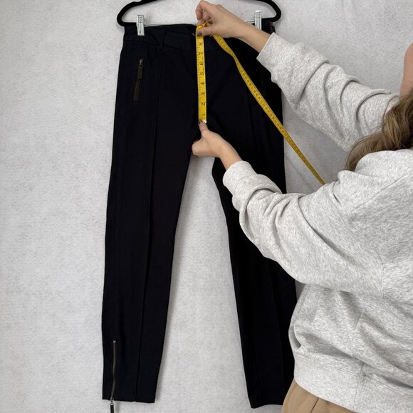 Massimo Dutti Pants Womens Small navy Slim Tapered Ankle Zip Pockets Side Zip - Picture 3 of 10